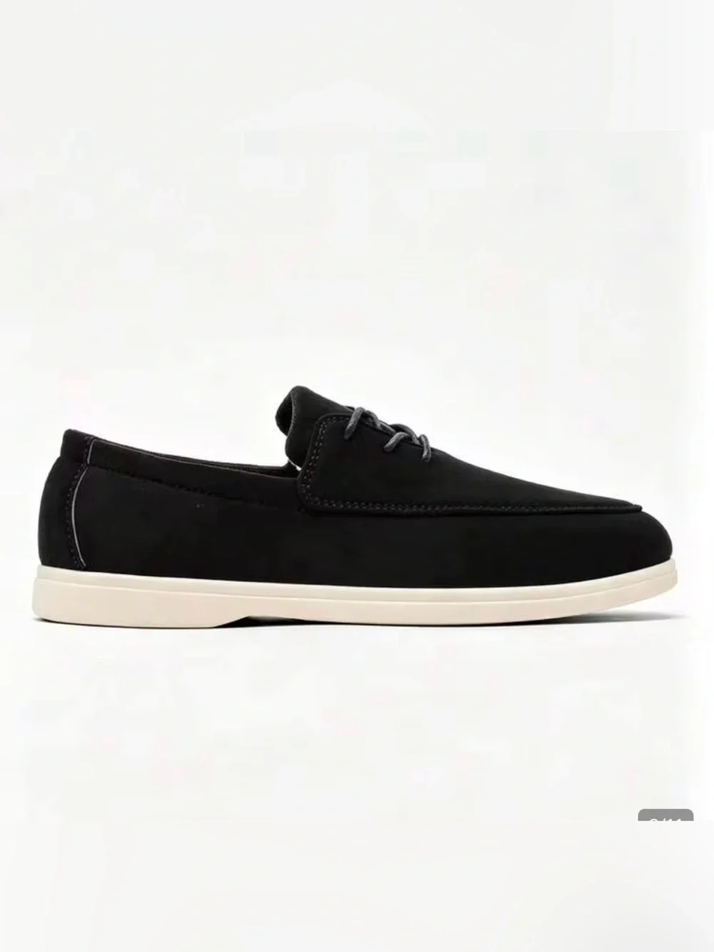Men's Black Casual Lace-Up Boat Shoes (45)